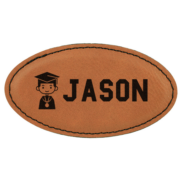 Custom Graduating Students Leatherette Oval Name Badge with Magnet (Personalized)