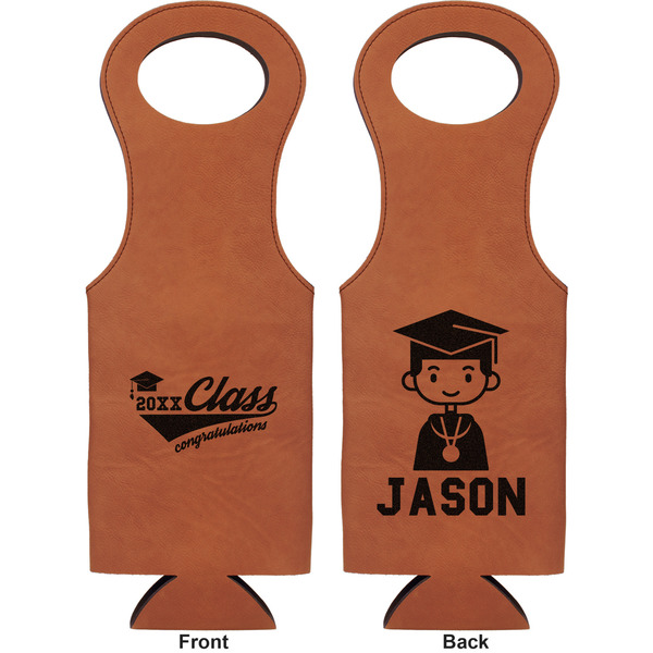 Graduating Students Leatherette Wine Tote Double Sided - Front and Back