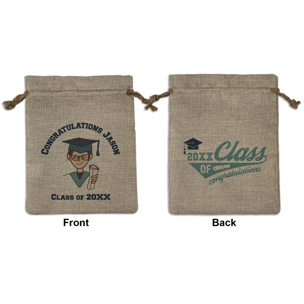Custom Graduating Students Medium Burlap Gift Bag - Front & Back (Personalized)