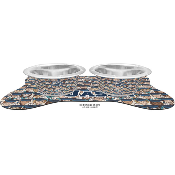 Graduating Students Metal Pet Bowls - On Dog Bone Shaped Mat