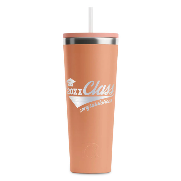 Custom Graduating Students RTIC Everyday Tumbler with Straw - 28oz - Peach - Single-Sided (Personalized)