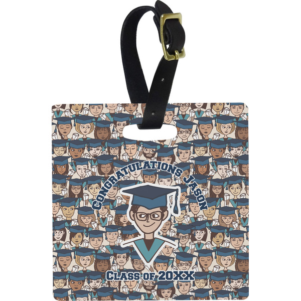 Custom Graduating Students Plastic Luggage Tag - Square w/ Name or Text