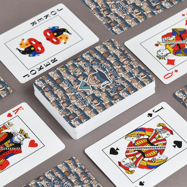 Graduating Students Playing Cards - Front & Back View