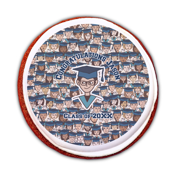 Graduating Students Printed Icing Circle - Medium - On Cookie