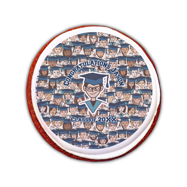 Graduating Students Printed Icing Circle - Small - On Cookie