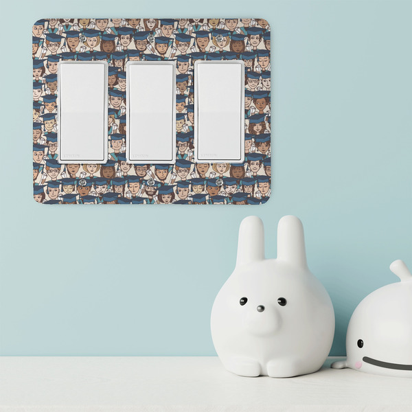 Graduating Students Rocker Light Switch Covers - Triple - IN CONTEXT