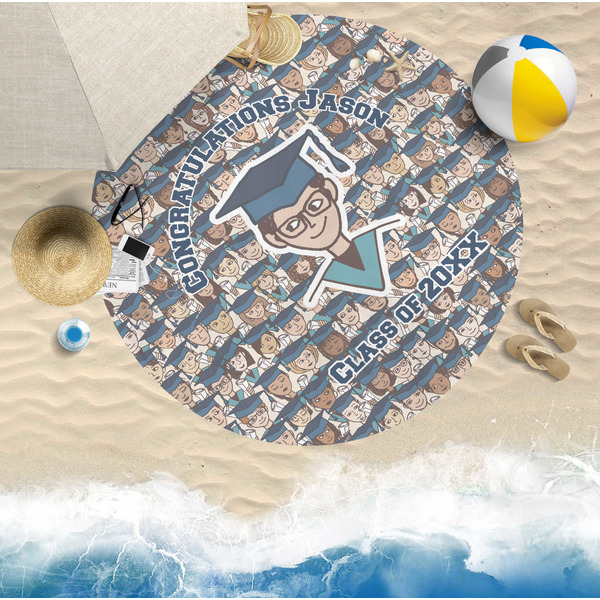 Graduating Students Round Beach Towel Lifestyle
