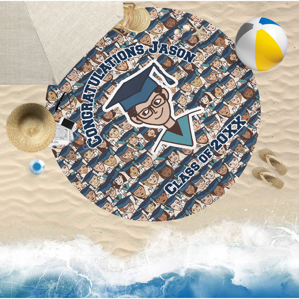 Graduating Students Round Beach Towel Lifestyle