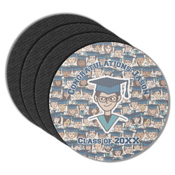 Graduating Students Round Rubber Backed Coasters - Set of 4 (Personalized)