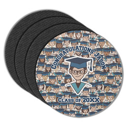 Graduating Students Round Rubber Backed Coasters - Set of 4 (Personalized)