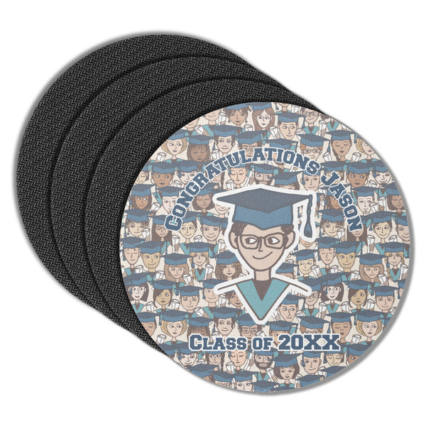 Custom Graduating Students Round Rubber Backed Coasters - Set of 4 (Personalized)