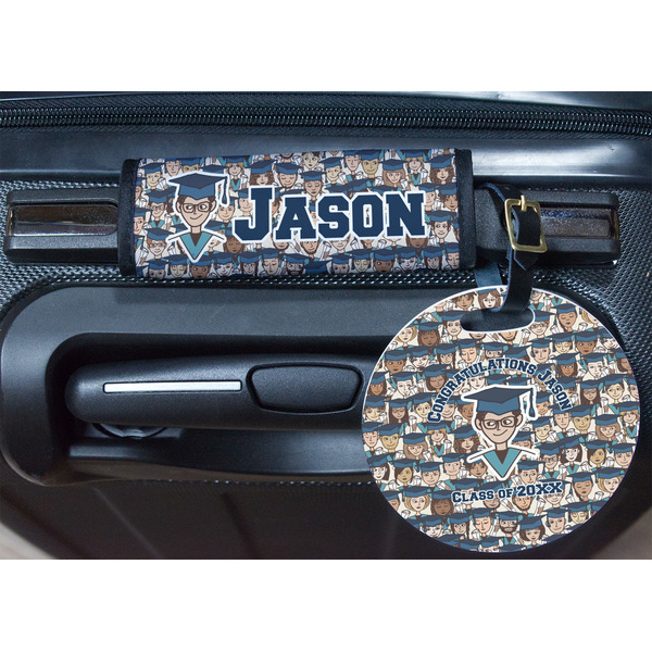 Graduating Students Round Luggage Tag & Handle Wrap - In Context