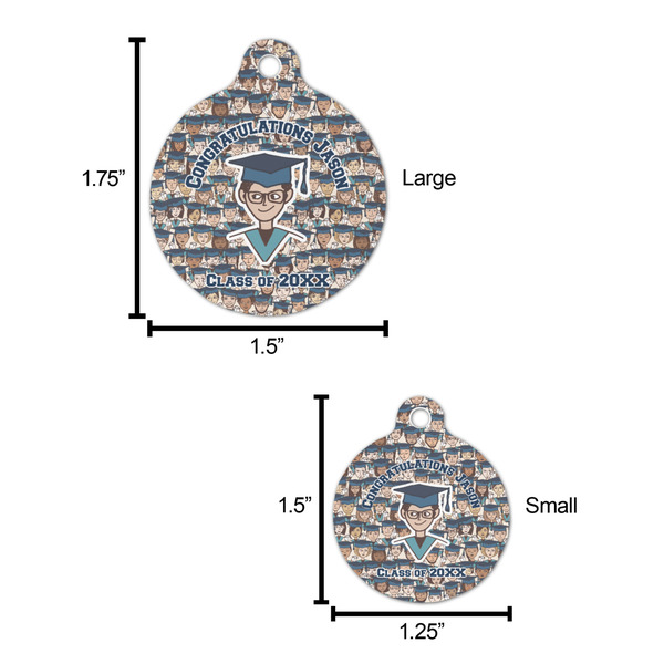 Graduating Students Round Pet ID Tag - Large - Comparison Scale