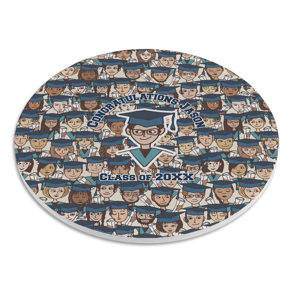 Graduating Students Round Stone Trivet - Angle View