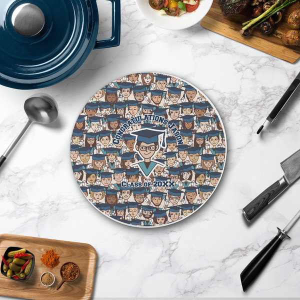 Graduating Students Round Stone Trivet - In Context View