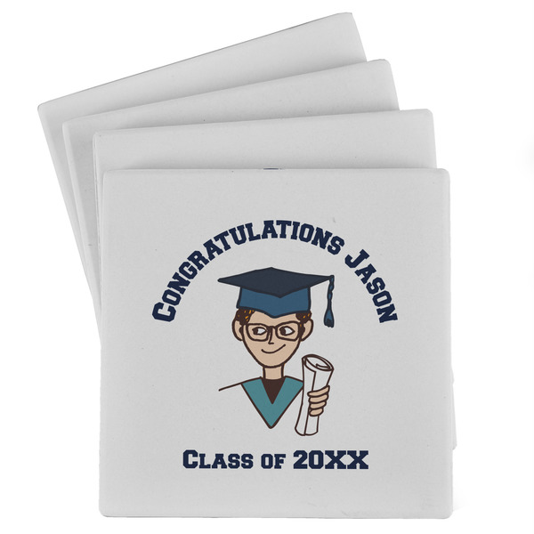 Custom Graduating Students Absorbent Stone Coasters - Set of 4 (Personalized)