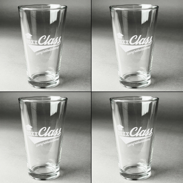 Graduating Students Set of Four Engraved Beer Glasses - Individual View