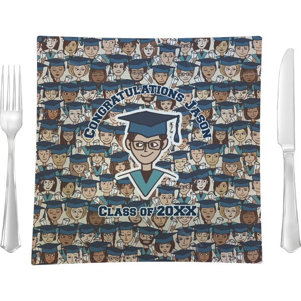 Custom Graduating Students 9.5" Glass Square Lunch / Dinner Plate- Single or Set of 4 (Personalized)