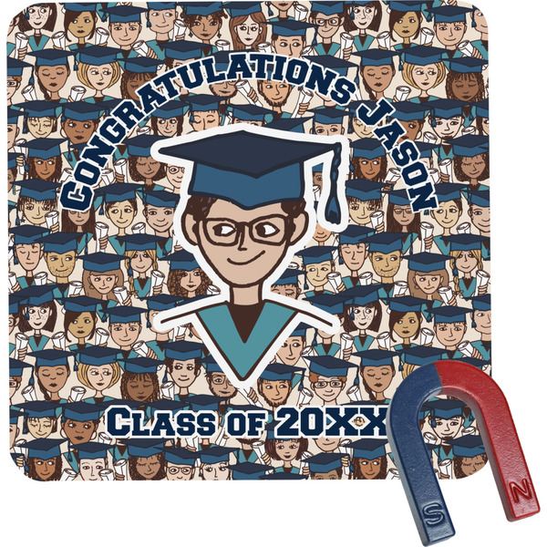 Custom Graduating Students Square Fridge Magnet (Personalized)