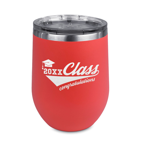 Custom Graduating Students Stemless Stainless Steel Wine Tumbler - Coral - Double Sided (Personalized)
