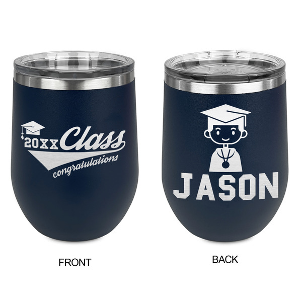 Graduating Students Stainless Wine Tumblers - Navy - Double Sided - Approval