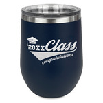 Graduating Students Stemless Stainless Steel Wine Tumbler - Navy - Double Sided (Personalized)