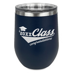 Graduating Students Stemless Stainless Steel Wine Tumbler - Navy - Single Sided (Personalized)