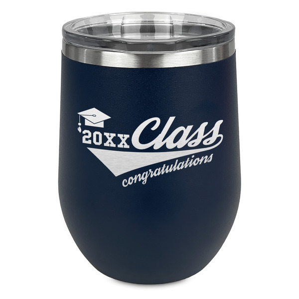 Graduating Students Stainless Wine Tumblers - Navy - Single Sided - Front