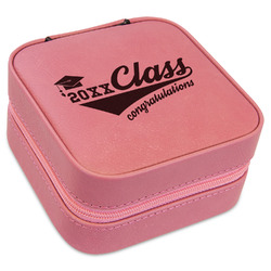 Graduating Students Travel Jewelry Boxes - Pink Leather (Personalized)