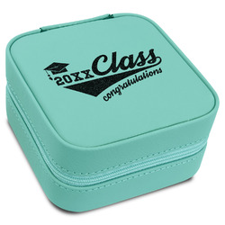 Graduating Students Travel Jewelry Box - Teal Leather (Personalized)