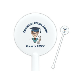 Graduating Students 5.5" Round Plastic Stir Sticks - White - Single Sided (Personalized)