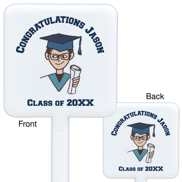 Graduating Students White Plastic Stir Stick - Double Sided - Approval