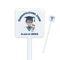 Graduating Students Square Plastic Stir Sticks - Double Sided (Personalized)