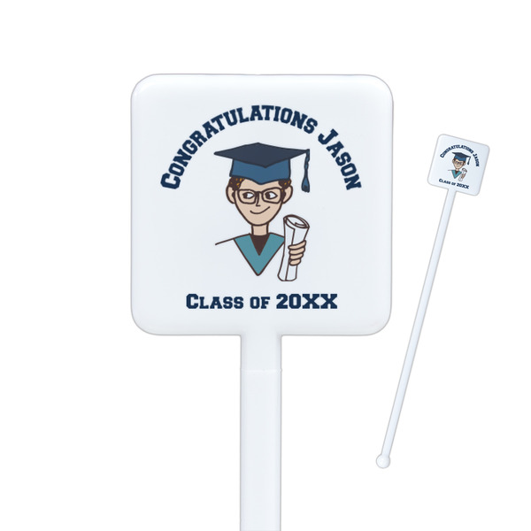 Custom Graduating Students Square Plastic Stir Sticks - Single Sided (Personalized)