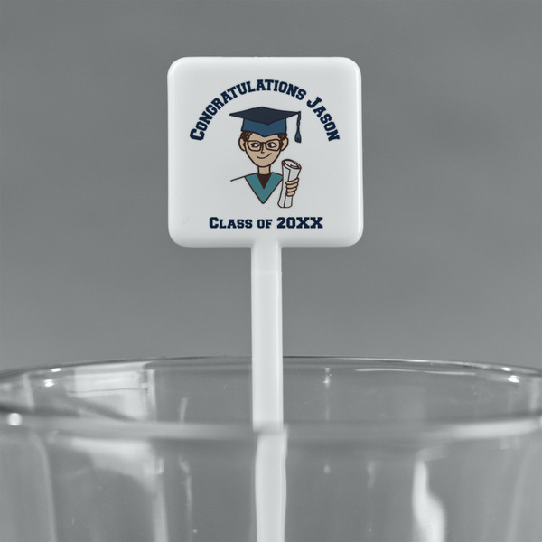 Graduating Students White Plastic Stir Stick - Square - Main