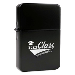 Graduating Students Windproof Lighter - Black - Single Sided & Lid Engraved (Personalized)
