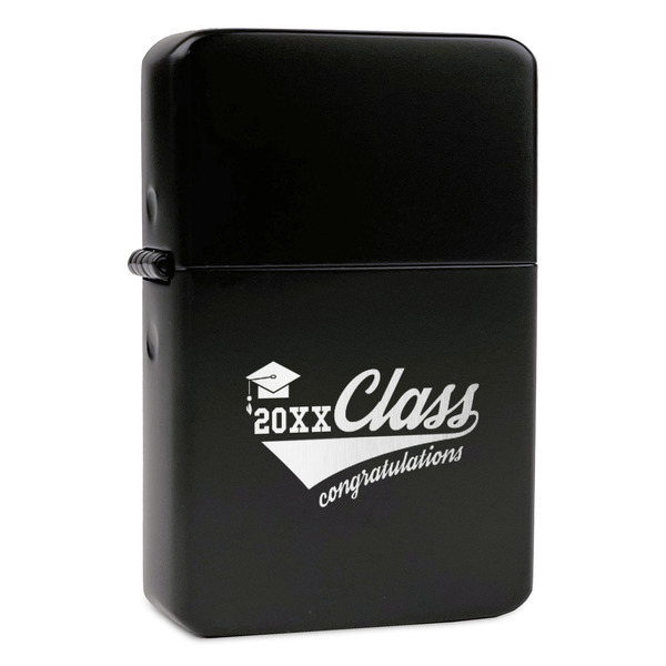 Custom Graduating Students Windproof Lighter - Black - Single Sided & Lid Engraved (Personalized)