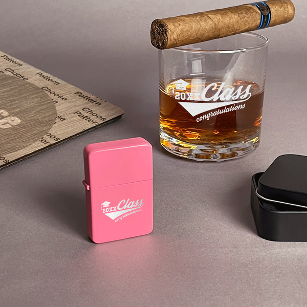 Graduating Students Windproof Lighters - Pink - In Context