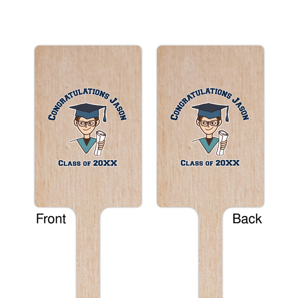 Graduating Students Wooden 6.25" Stir Stick - Rectangular - Double Sided - Front & Back