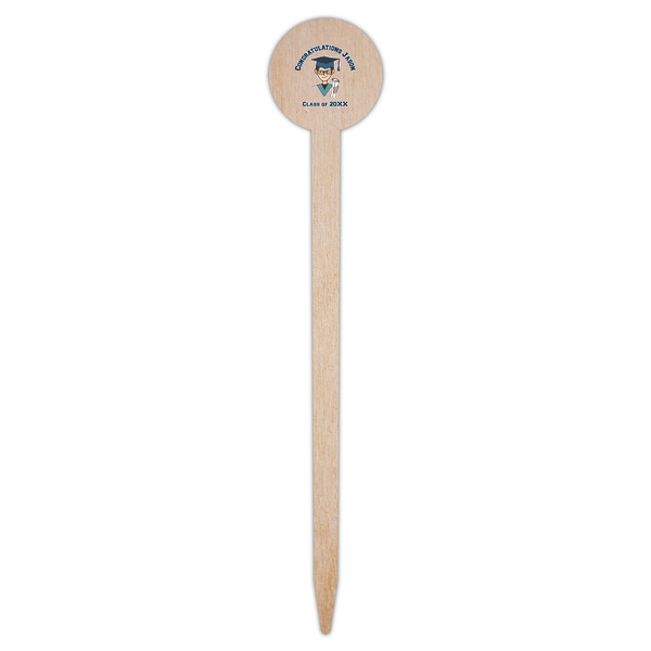 Graduating Students Wooden 6" Food Pick - Round - Single Pick
