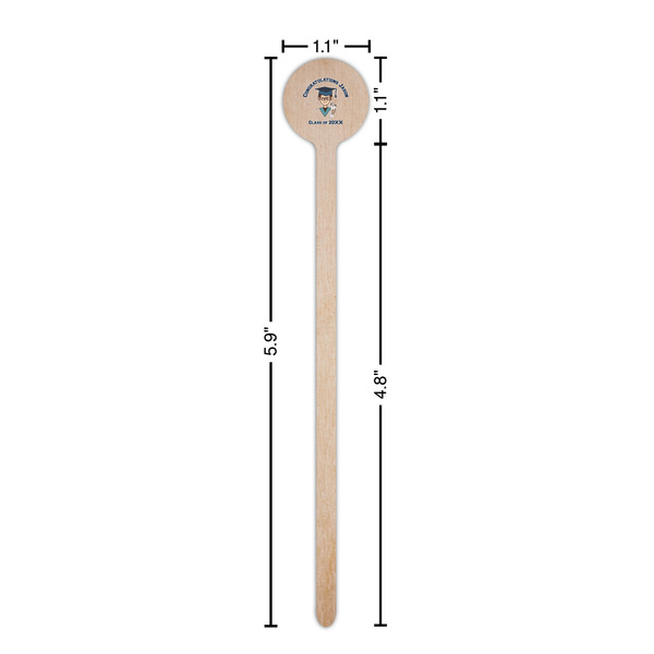 Graduating Students Wooden 6" Stir Stick - Round - Dimensions