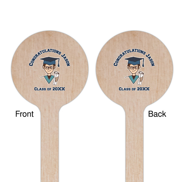 Graduating Students Wooden 6" Stir Stick - Round - Double Sided - Front & Back
