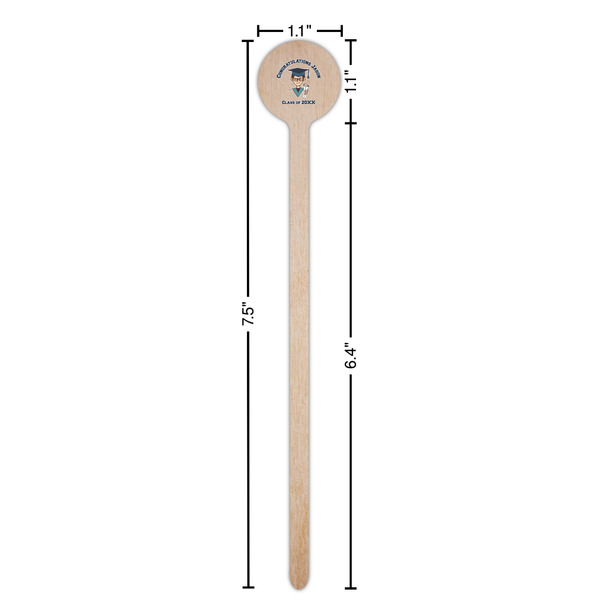 Graduating Students Wooden 7.5" Stir Stick - Round - Dimensions