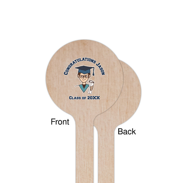 Graduating Students Wooden 7.5" Stir Stick - Round - Single Sided - Front & Back
