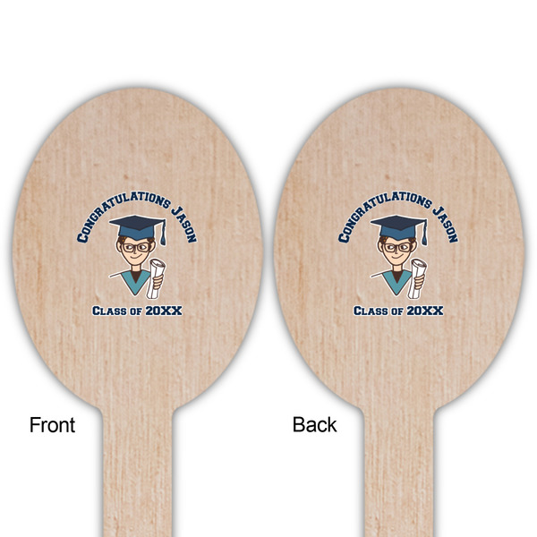 Graduating Students Wooden Food Pick - Oval - Double Sided - Front & Back