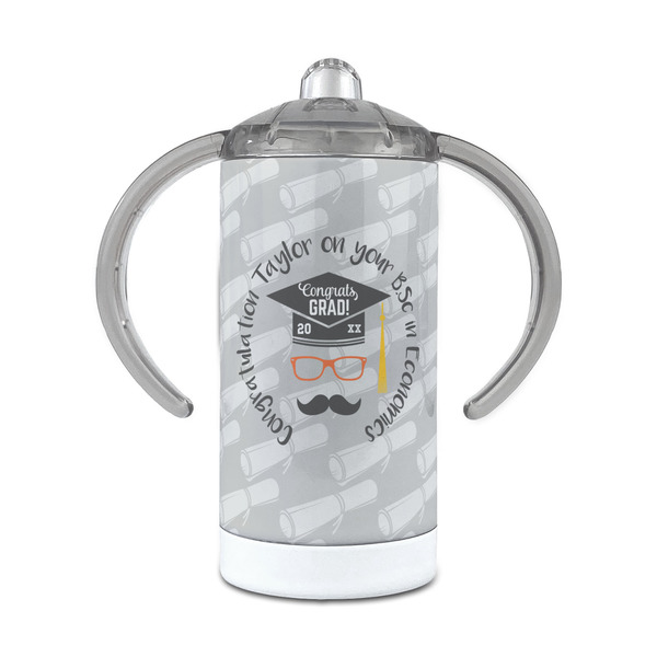 Custom Hipster Graduate 12 oz Stainless Steel Sippy Cup (Personalized)