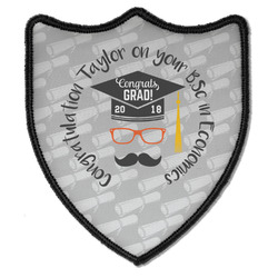 Hipster Graduate Iron On Shield Patch B w/ Name or Text