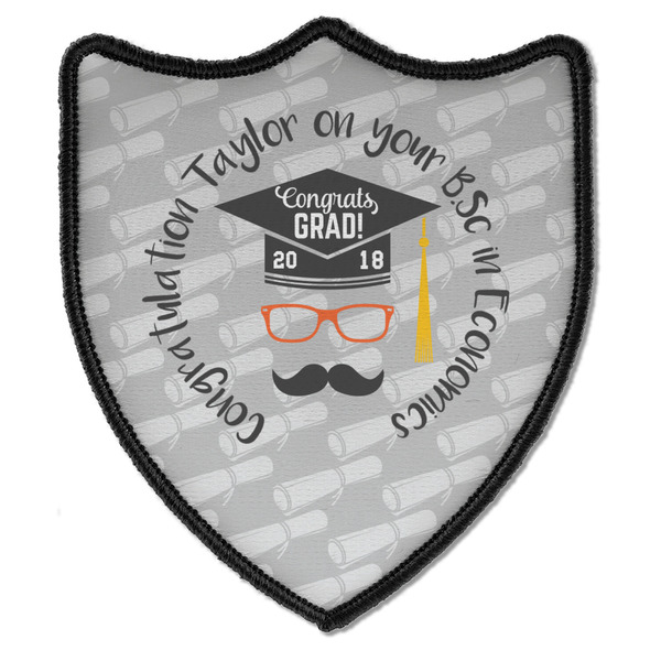 Custom Hipster Graduate Iron On Shield Patch B w/ Name or Text