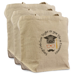 Hipster Graduate Reusable Cotton Grocery Bags - Set of 3 (Personalized)