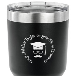 Hipster Graduate 30 oz Stainless Steel Tumbler - Black - Double Sided (Personalized)